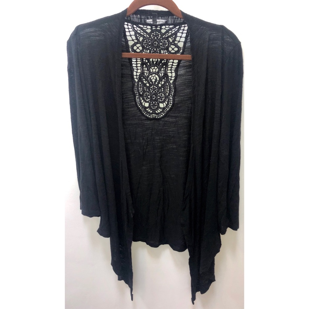 Cable & Gauge Black Lace Back Cardigan